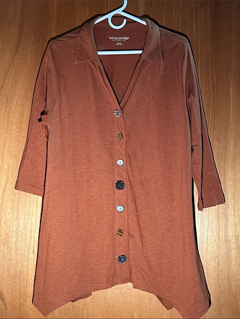 Soft Surroundings Danielle Style 100% Cotton Tunic With Decorative Buttons SZ XL